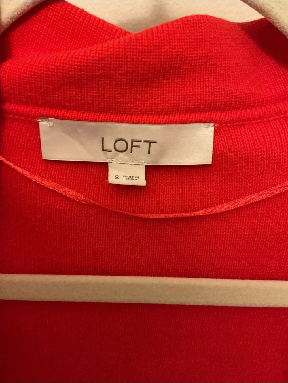 LOFT Open-Front Bright Red Cardigan